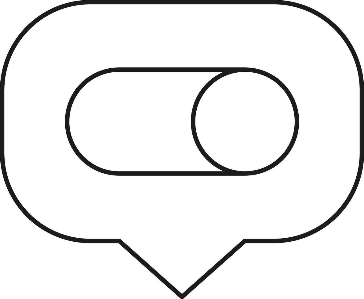 Speech bubble with toggle switch icon representing communication settings and options illustration vector