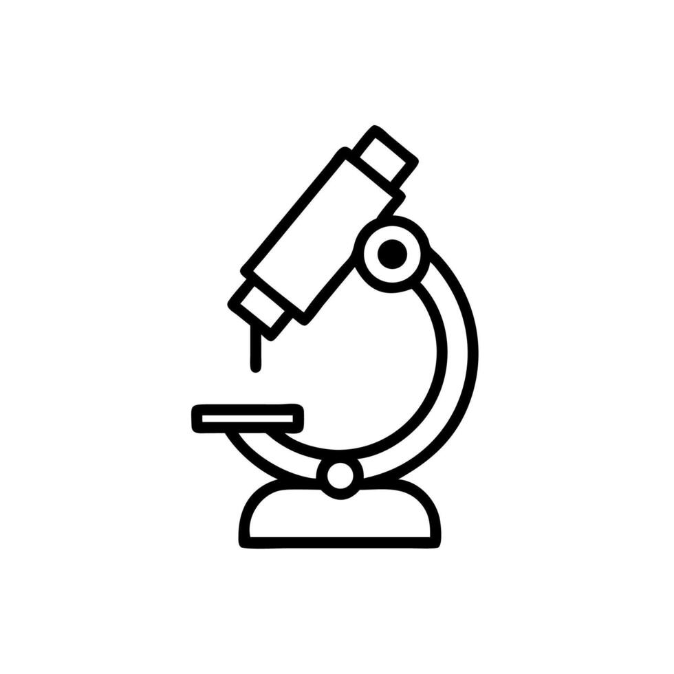 Unveiling Microscopic Worlds A black and white microscope icon for on transparent background vector