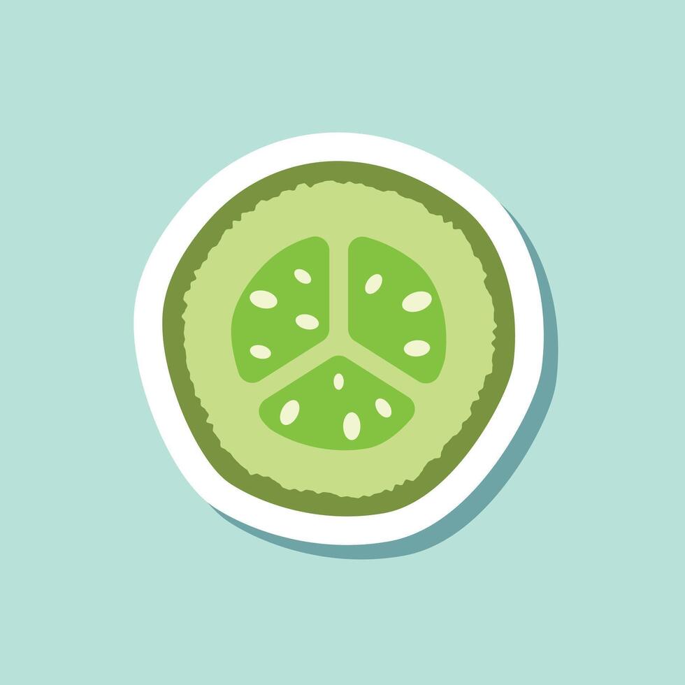 A slice of cucumber is shown in a flat design vector