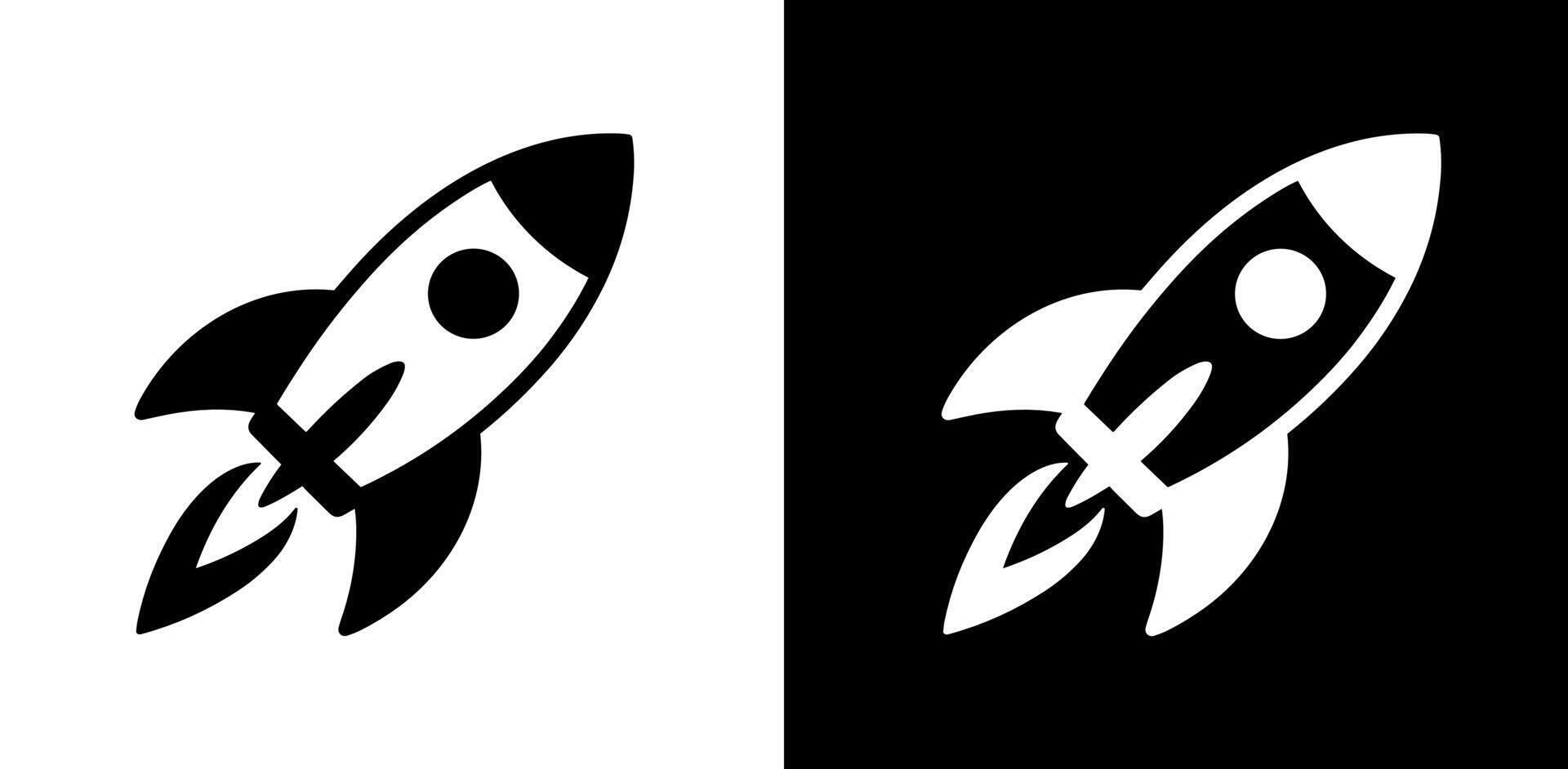 Minimalist rocket logo design with simple shapes and lines vector