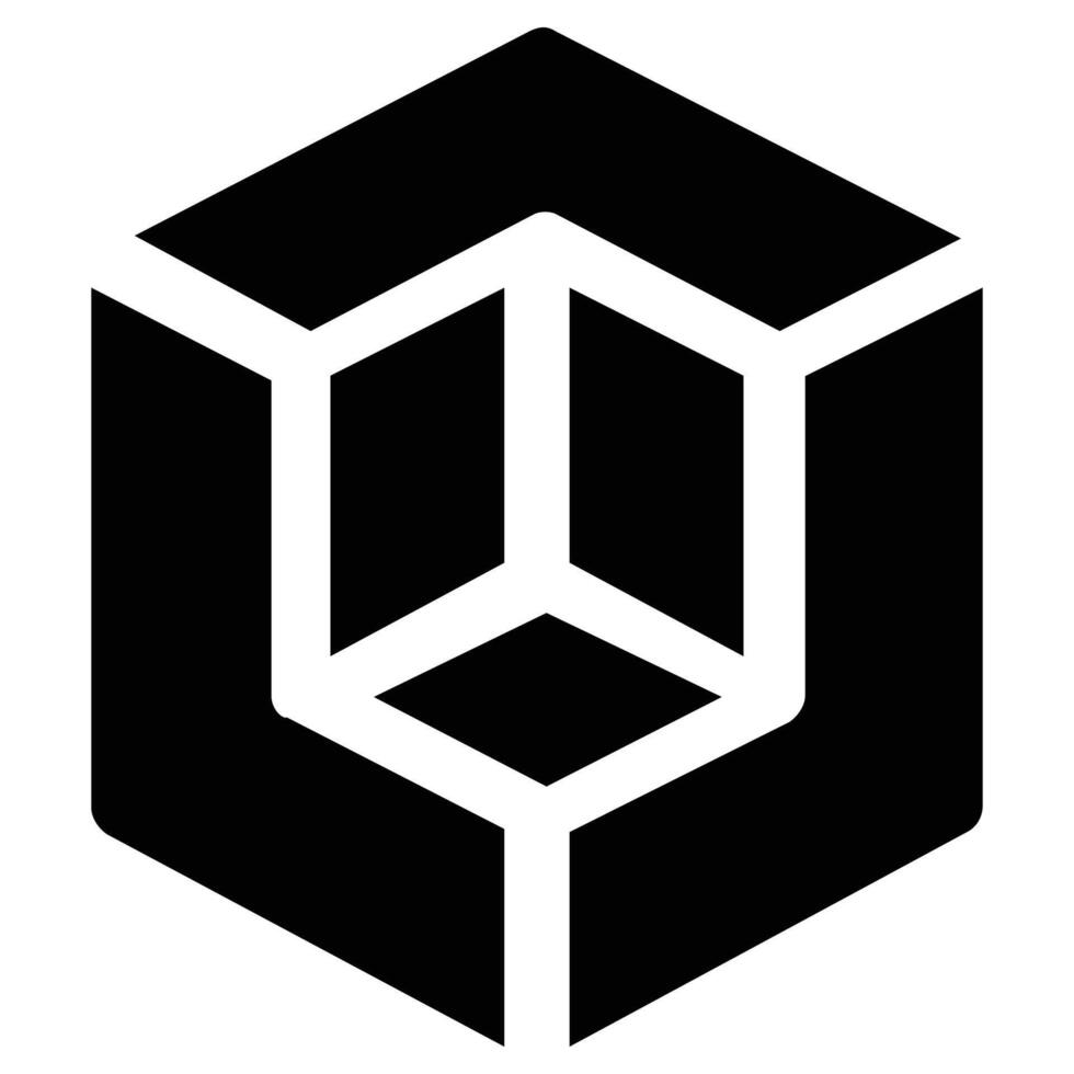 Abstract Geometric Cube Rotating Seamlessly in Black and White with a Modern vector