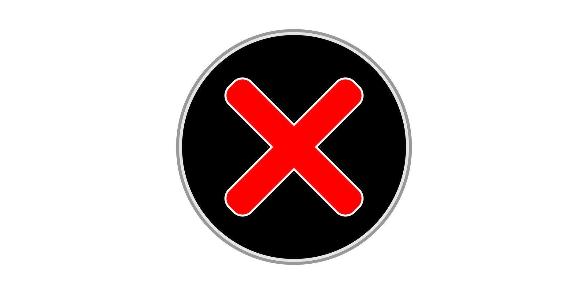 Red Cross Error Icon in Black Circle vector