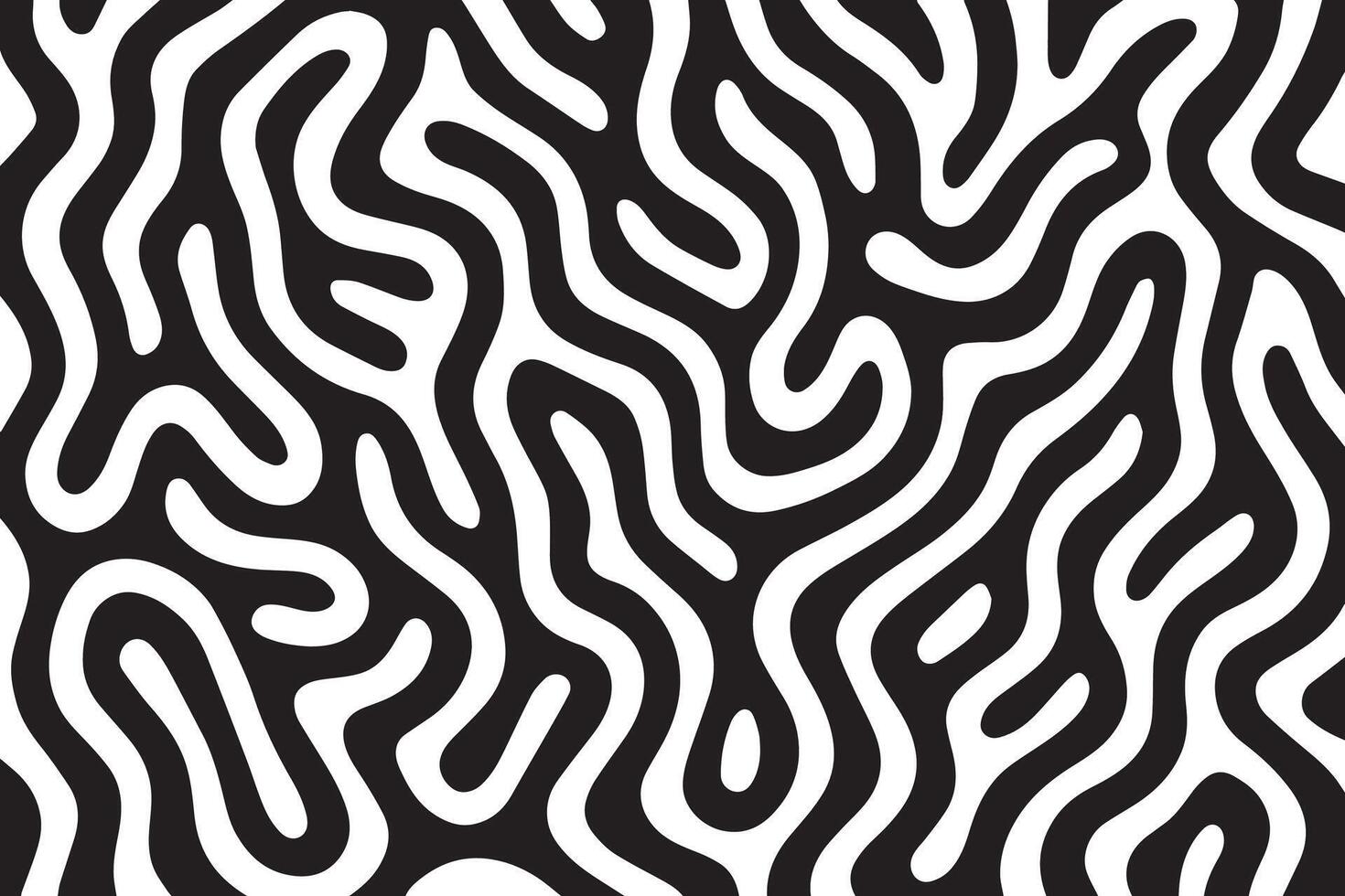 Abstract black and white organic pattern with flowing lines and rounded shapes creating a maze like visual texture vector
