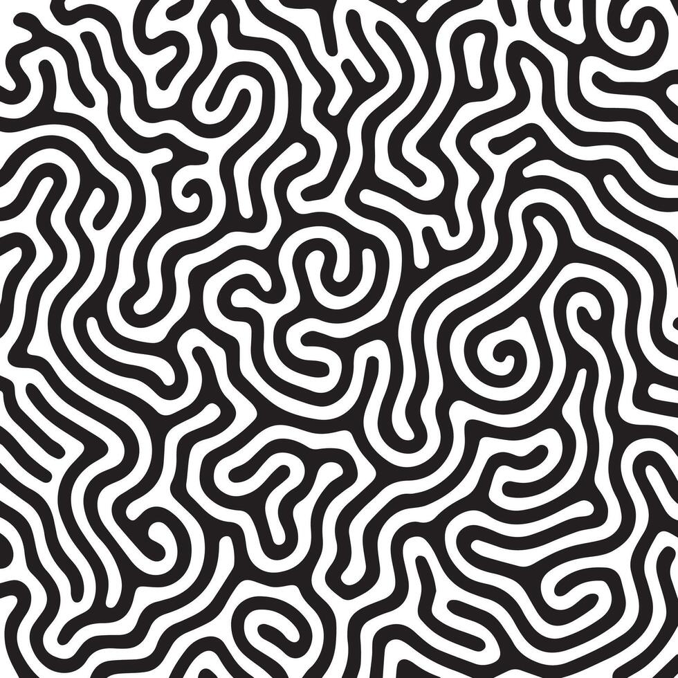 Abstract organic maze pattern with black and white curving lines creating a natural appearance vector