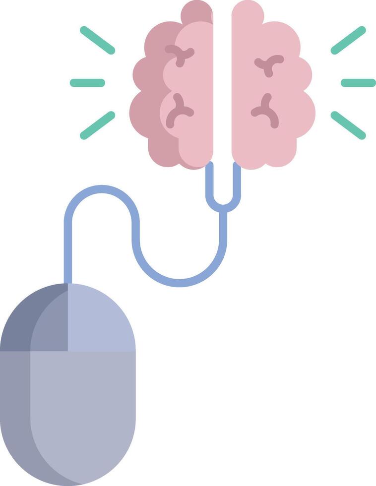 Flat click brain icon vector
