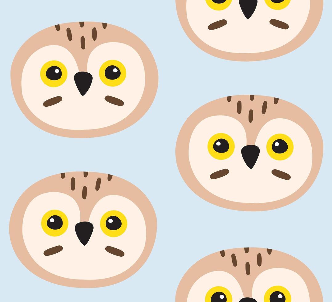 Seamless pattern of flat hand drawn owl isolated on background vector