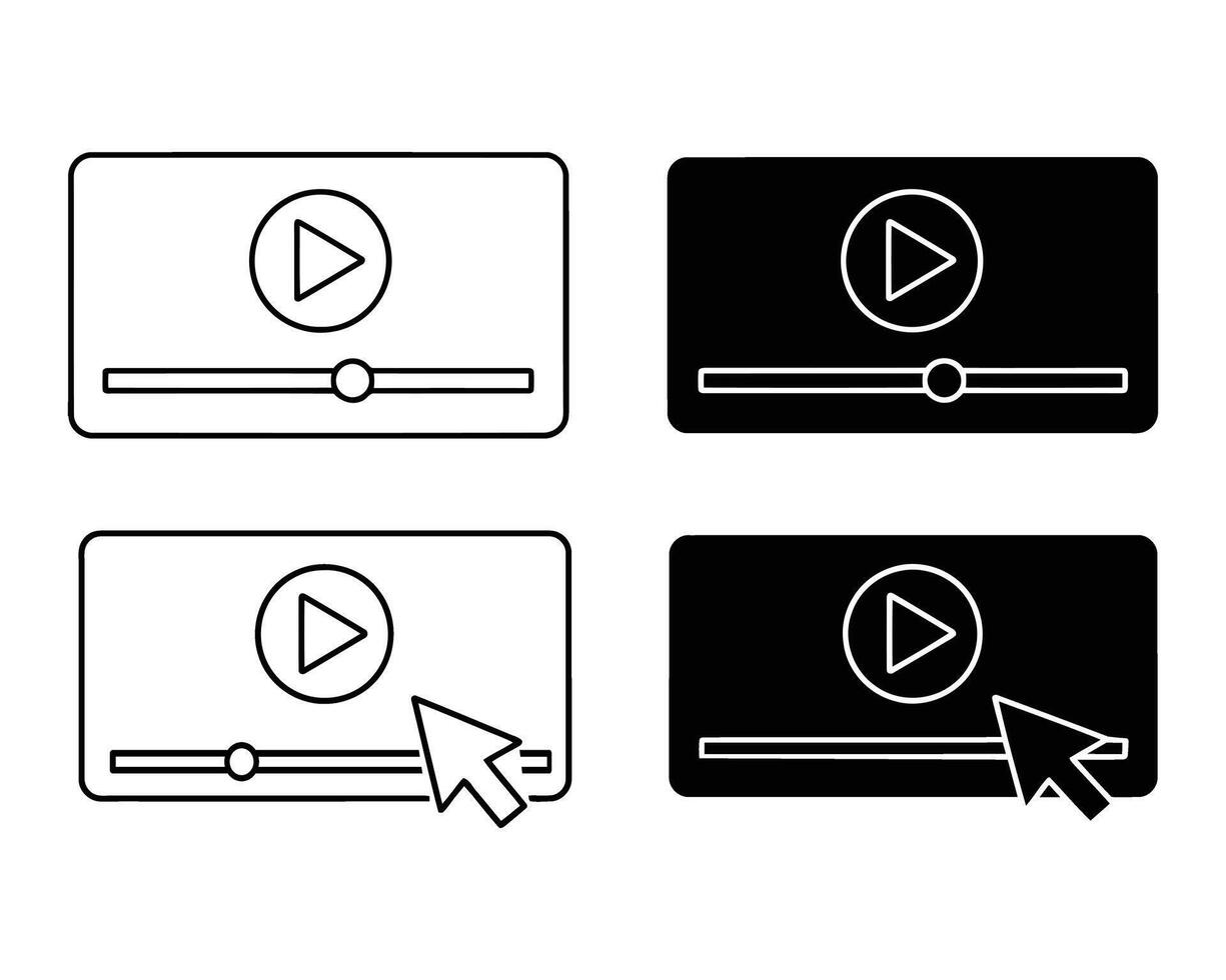 Play button with cursor representing player interface with slider control and arrow pointye vector