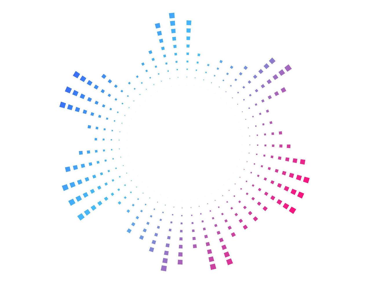 Circular neon audio spectrum with dotted equalizer pattern. sound wave for music apps, voice signals, or radar icons vector