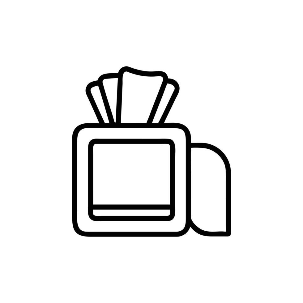 Tissue Box Open Outline Icon with White Background for Hygiene Concept vector