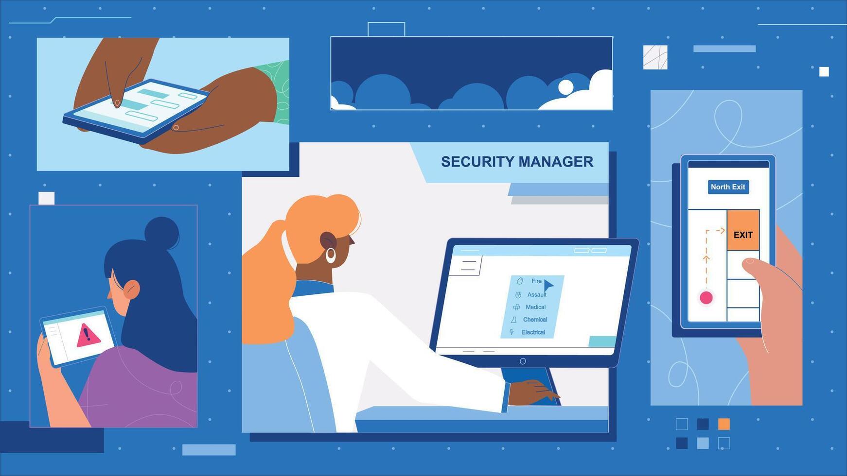 Security management digital tools and devices vector