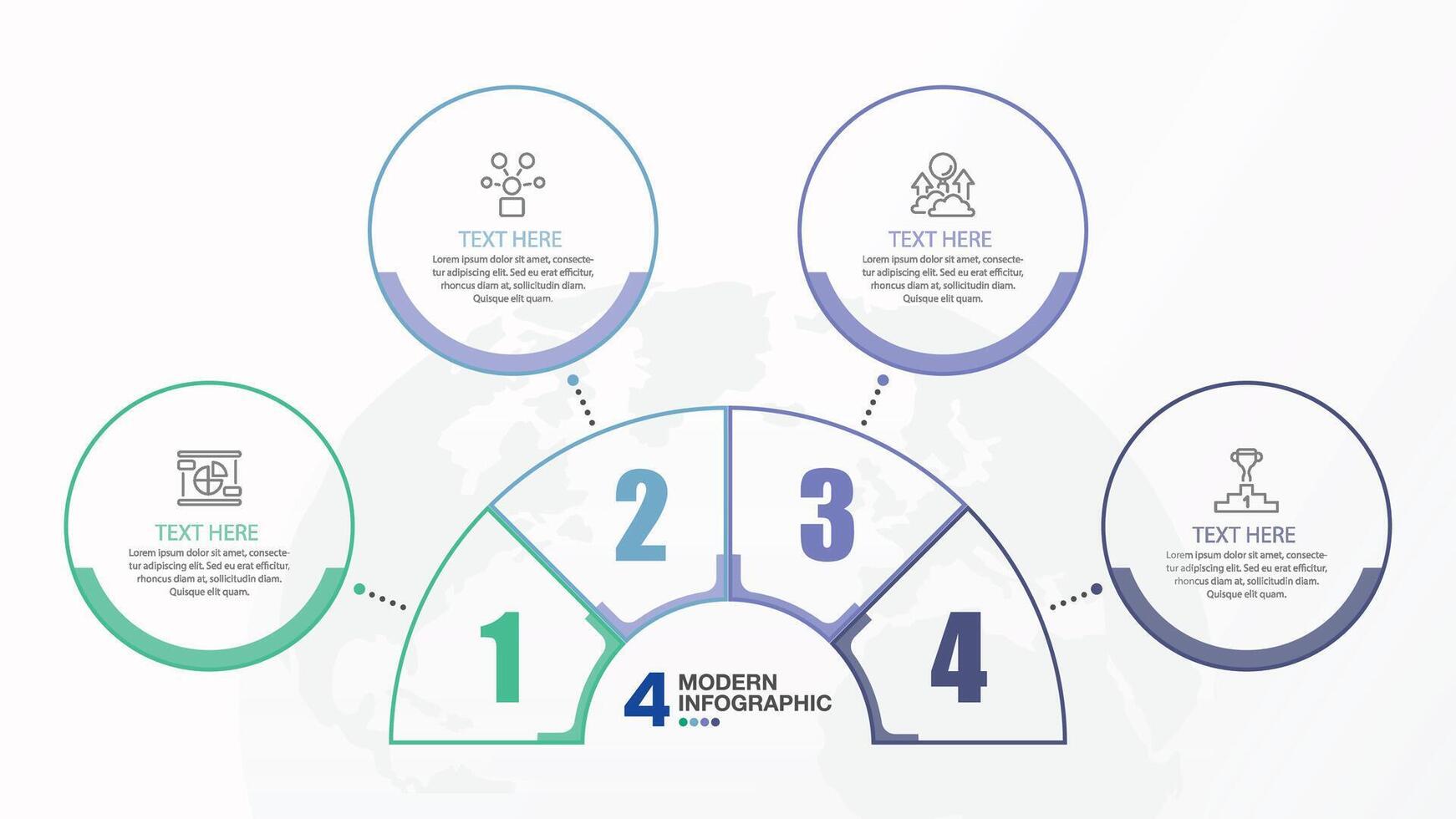 Infographic with 4 steps and number. vector