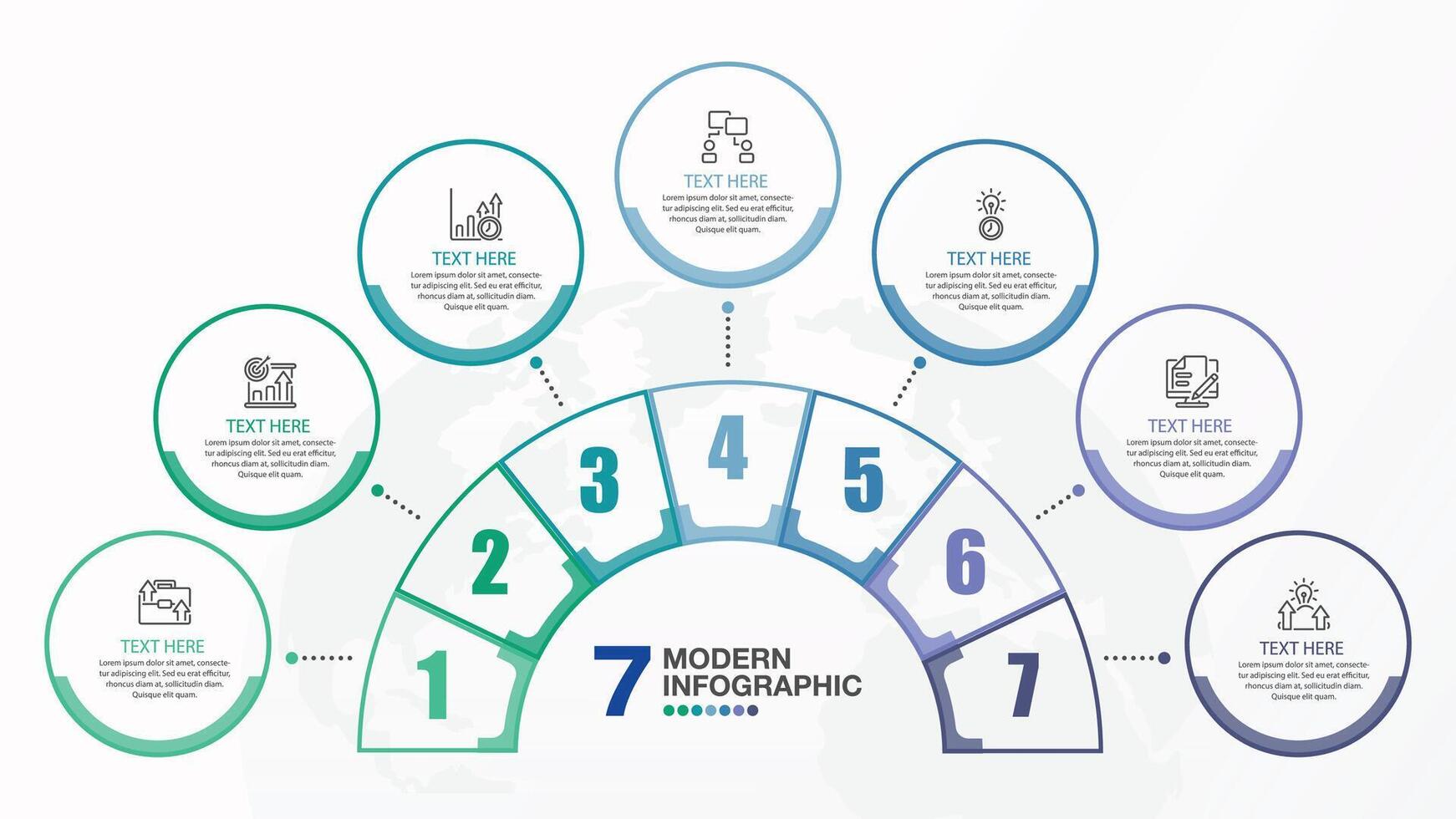 Infographic with 7 steps and number. vector