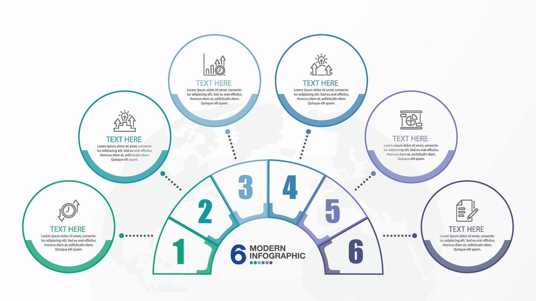 Infographic with 6 steps and number. vector