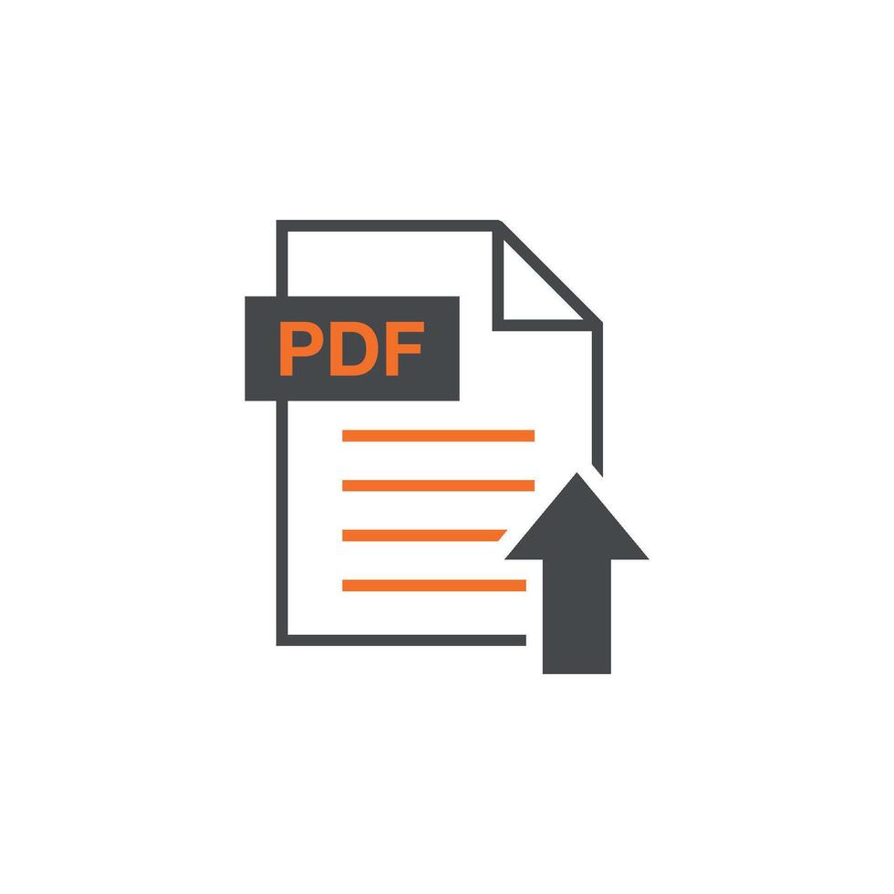 Black Orange Line PDF Document Upload Icon Template vector