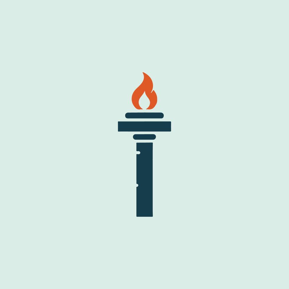 a torch is lit on a pole in a flat design vector
