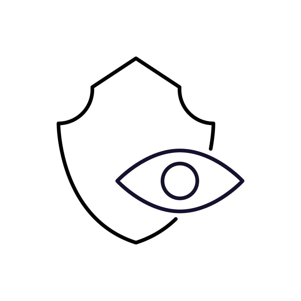 Eye with Shield Minimalistic Linear Pictogram for Web and Graphic Design, Apps, Banners, Social Network and Cards vector