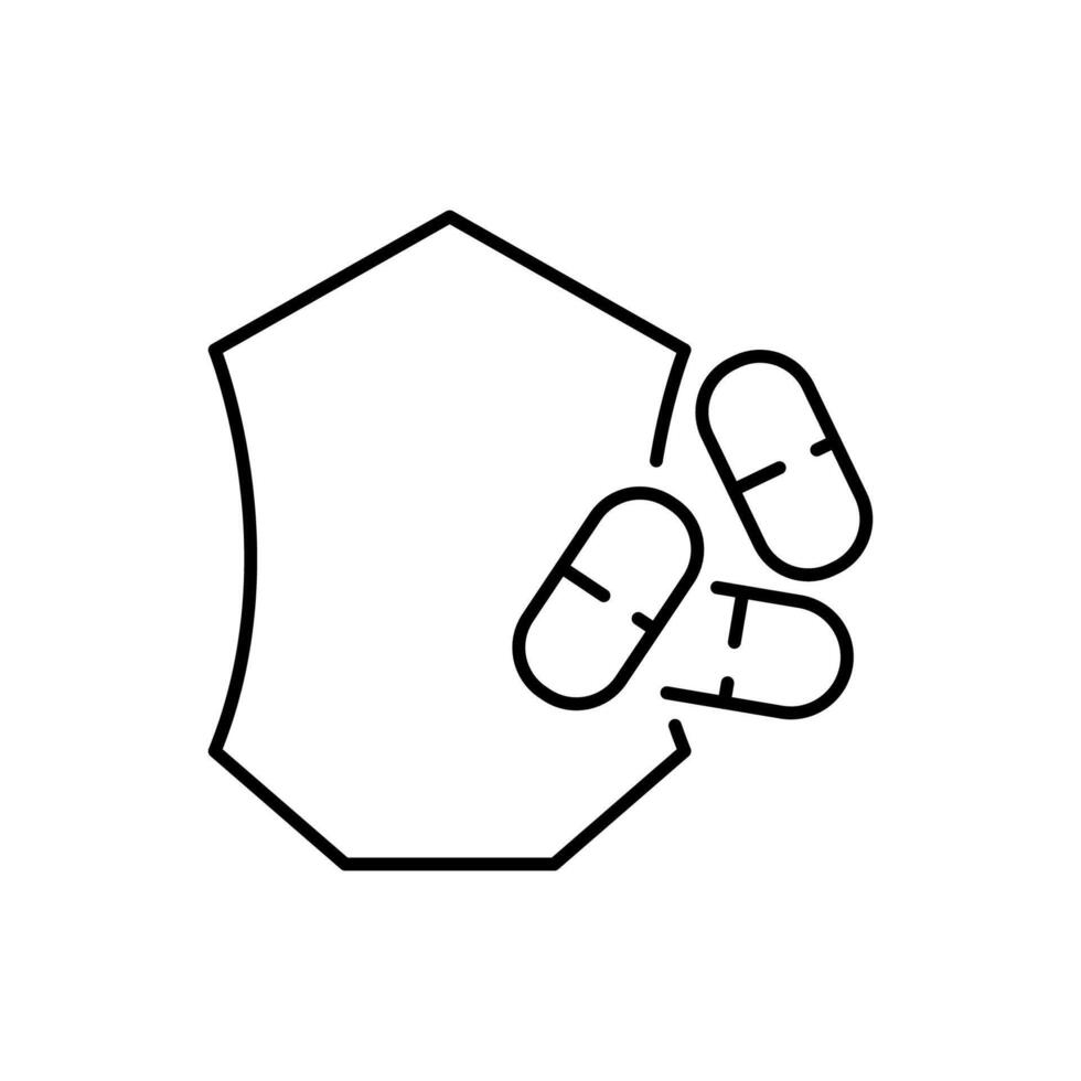 Tablets by Shield Outline Line Icon for Graphic and Web Design, Apps, Adverts, Various Cards vector