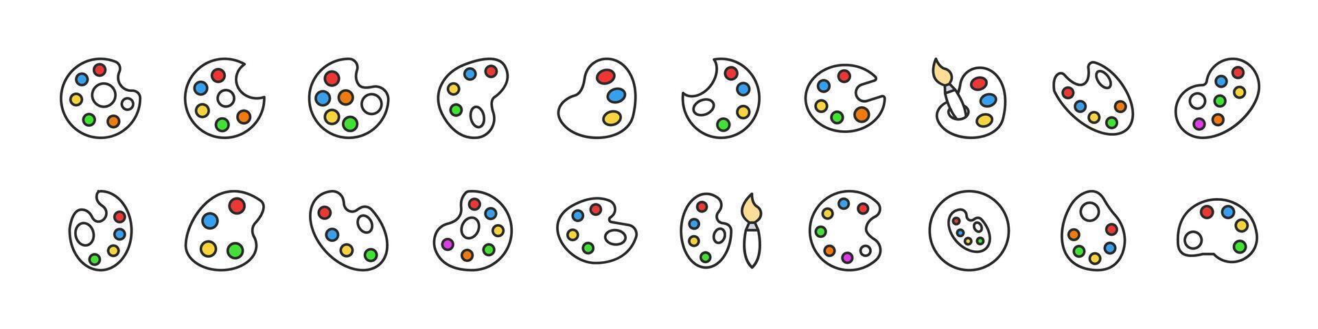 Watercolor Filled Color Icon Collection. Minimalistic Linear Pictogram for Web and Graphic Design, Apps, Banners, Social Network and Cards vector