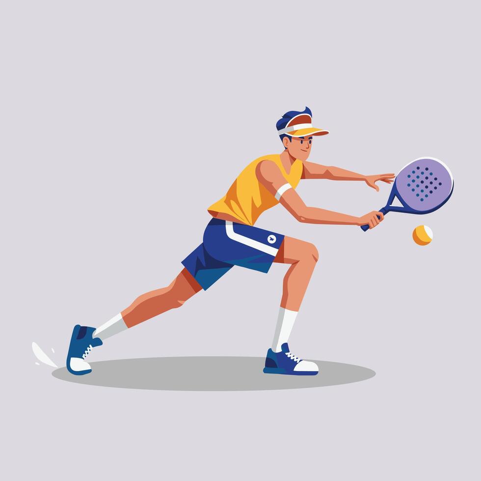 a Padel Player in Action with Racket and Ball vector