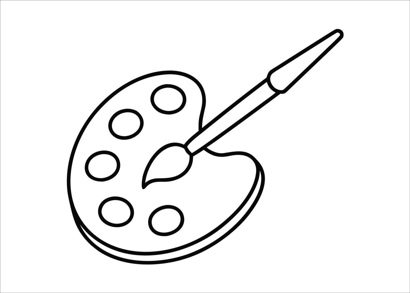 Artistic single line drawing of a painter s mixing palette with a brush creating a vibrant splash of color for creative projects vector
