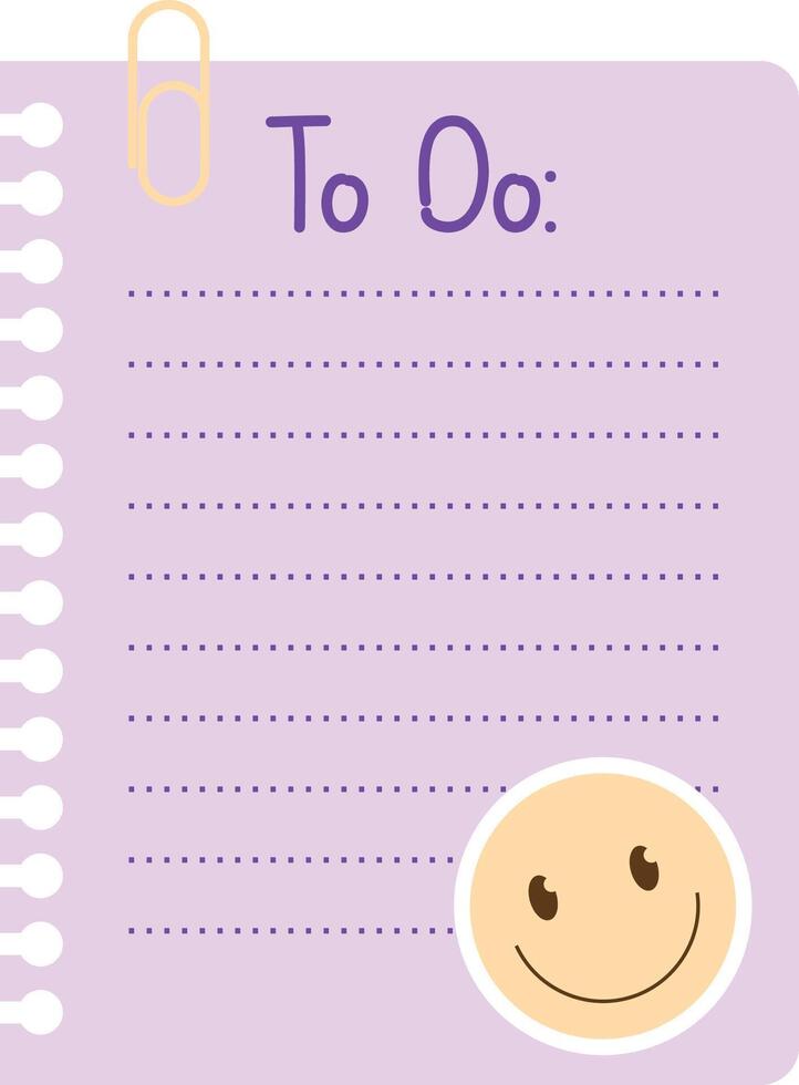 To Do List Spiral Notebook Sheet vector