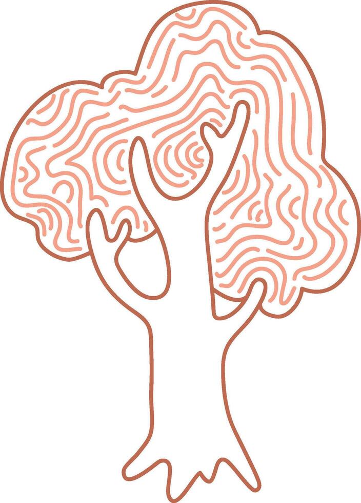 Abstract Tree with Wavy Lines vector