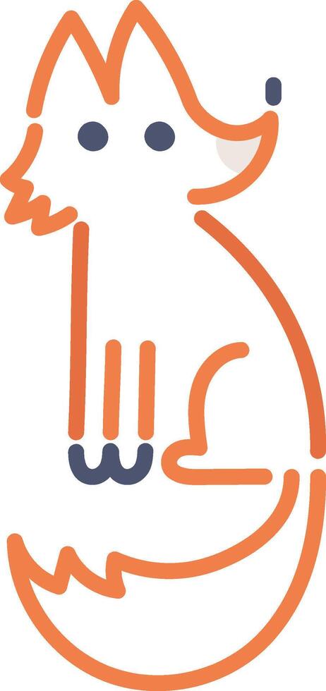 Fox Outline with Simple Lines vector