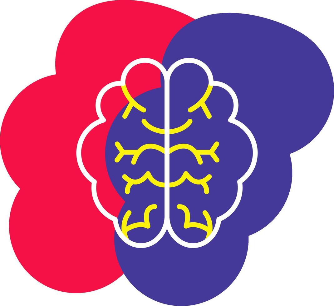 A brain with two different colors on it vector