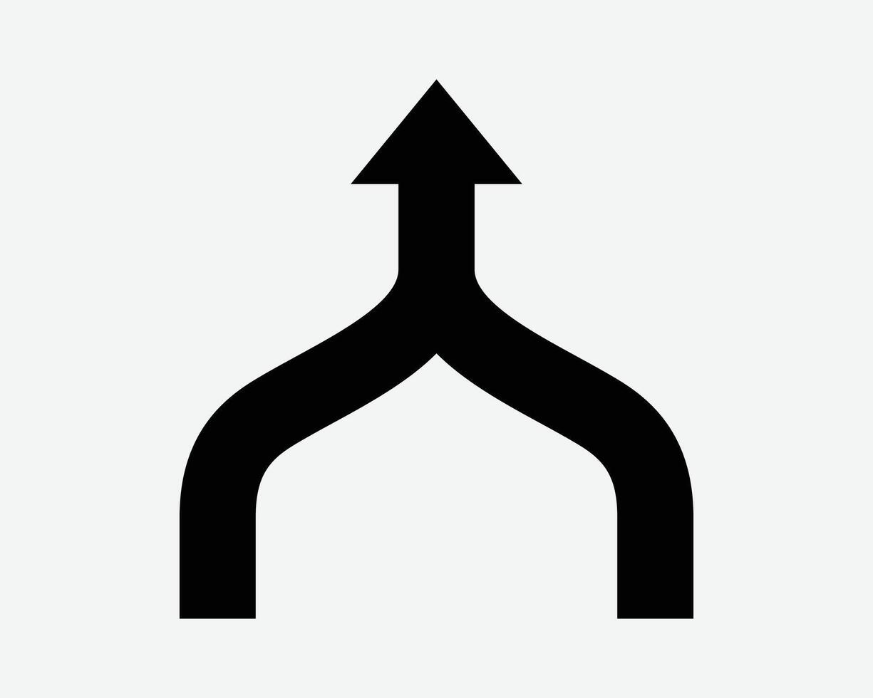 Merge Arrow Icon Two Arrows Merging Road Sign Symbol Strategy Consolidation Combine Path Pathway Join Progress Together Integration Unite Combination vector