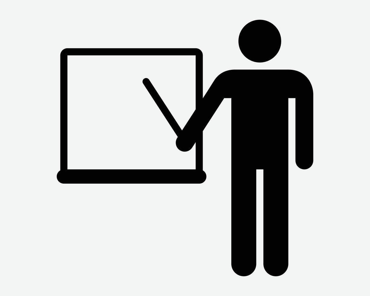 Presentation Icon Man Lecture Teaching Teacher Business Show Guide Teach Point Pointing Seminar Lecturer Professor Training Education Sign Symbol vector