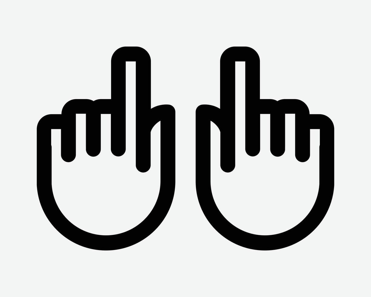 Two Hands Index Finger Point Up Icon 2 Fingers Pointing Upwards Worship Cheer Celebration Celebrate Happy Pointer Double Cursor Click Tap Touch Sign vector