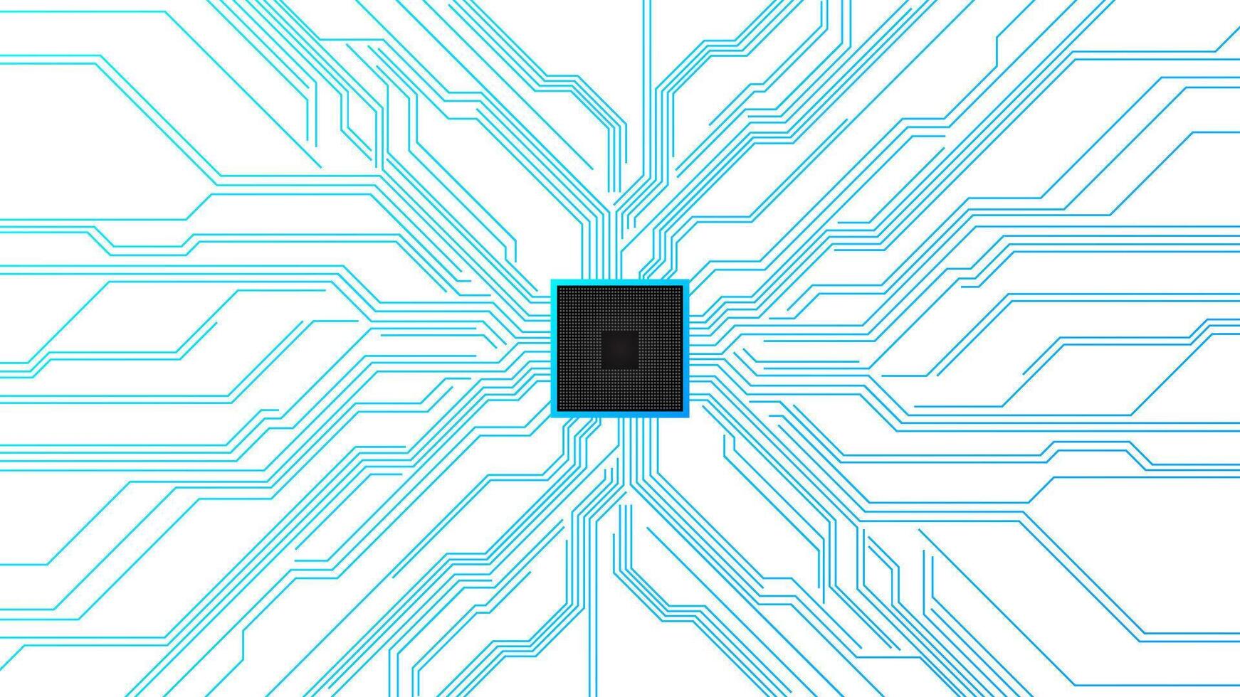 Circuit board chip processor on motherboard cpu. High tech circuit board connection system. Flat nicroelectronics circuits board on white background. vector