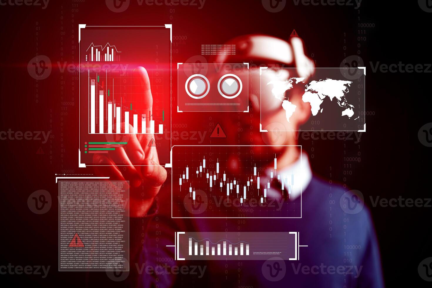 Creative technology hub showcases virtual reality interaction with data visualization in a modern workspace photo