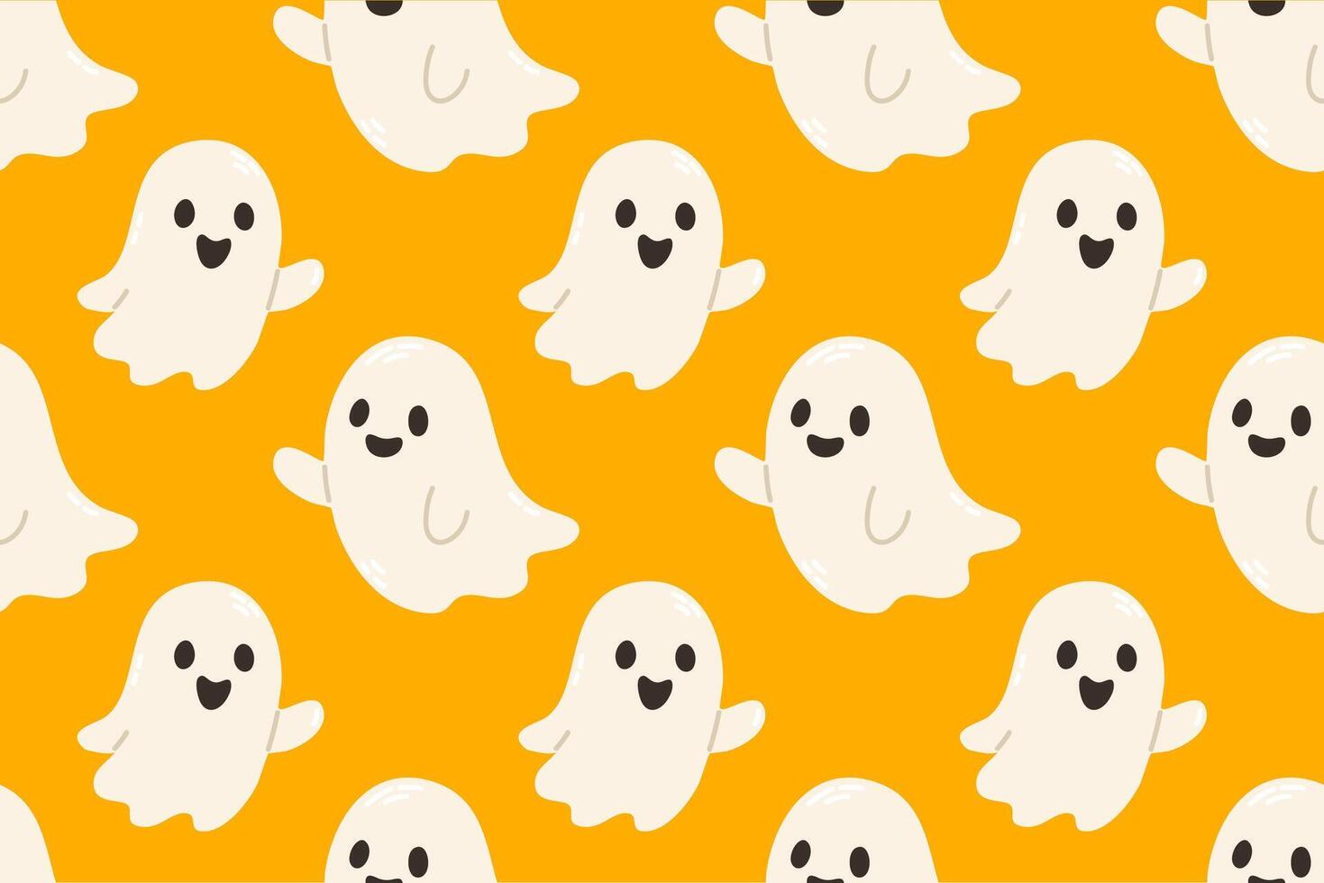 Orange seamless background with small ghost pattern. Great for wrapping paper, fabric, posters, and seasonal projects vector