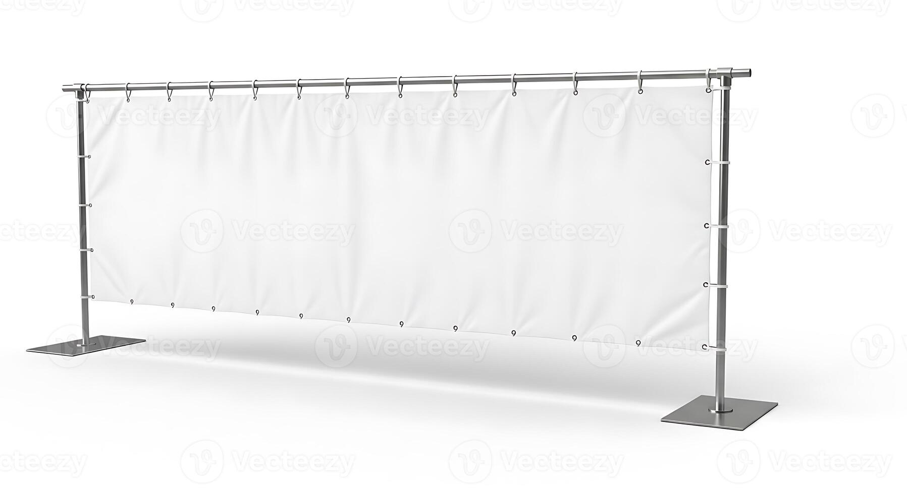 Portable event backdrop stand for photography and events with white fabric display screen photo