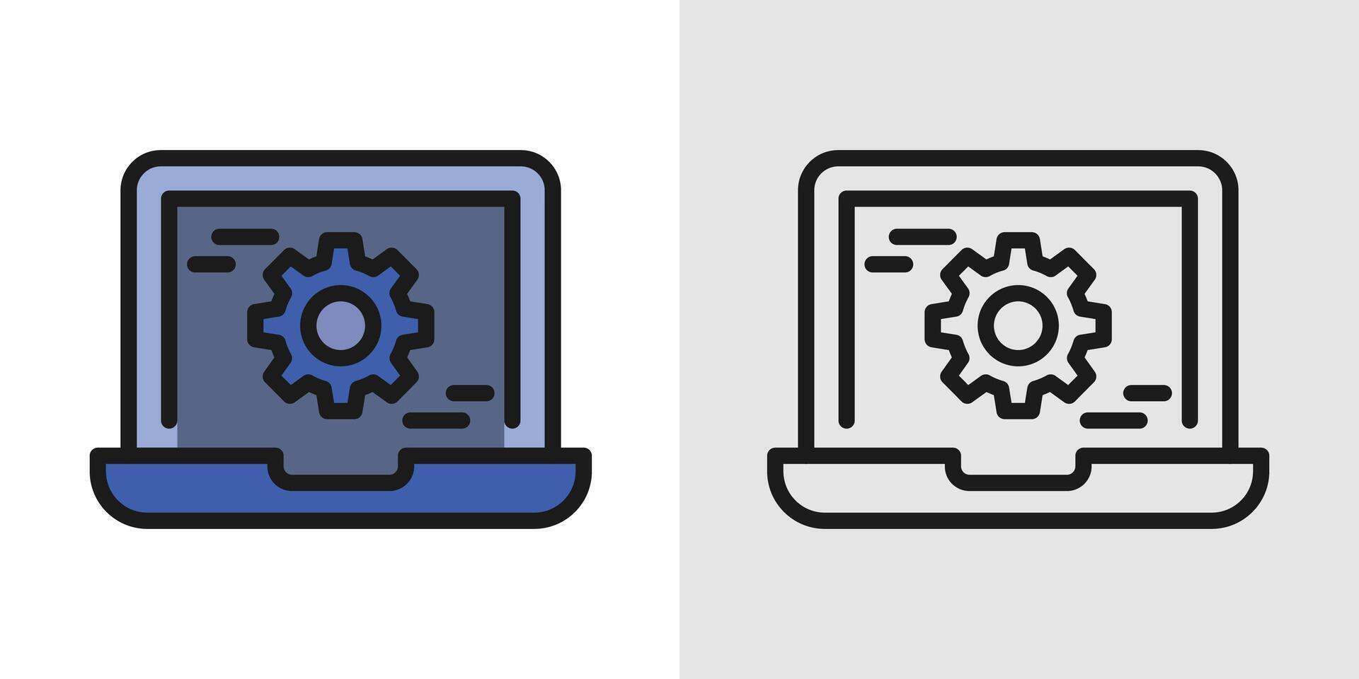 machine learning logo icons with gear and laptop for artificial intelligence, automation, and digital technology vector