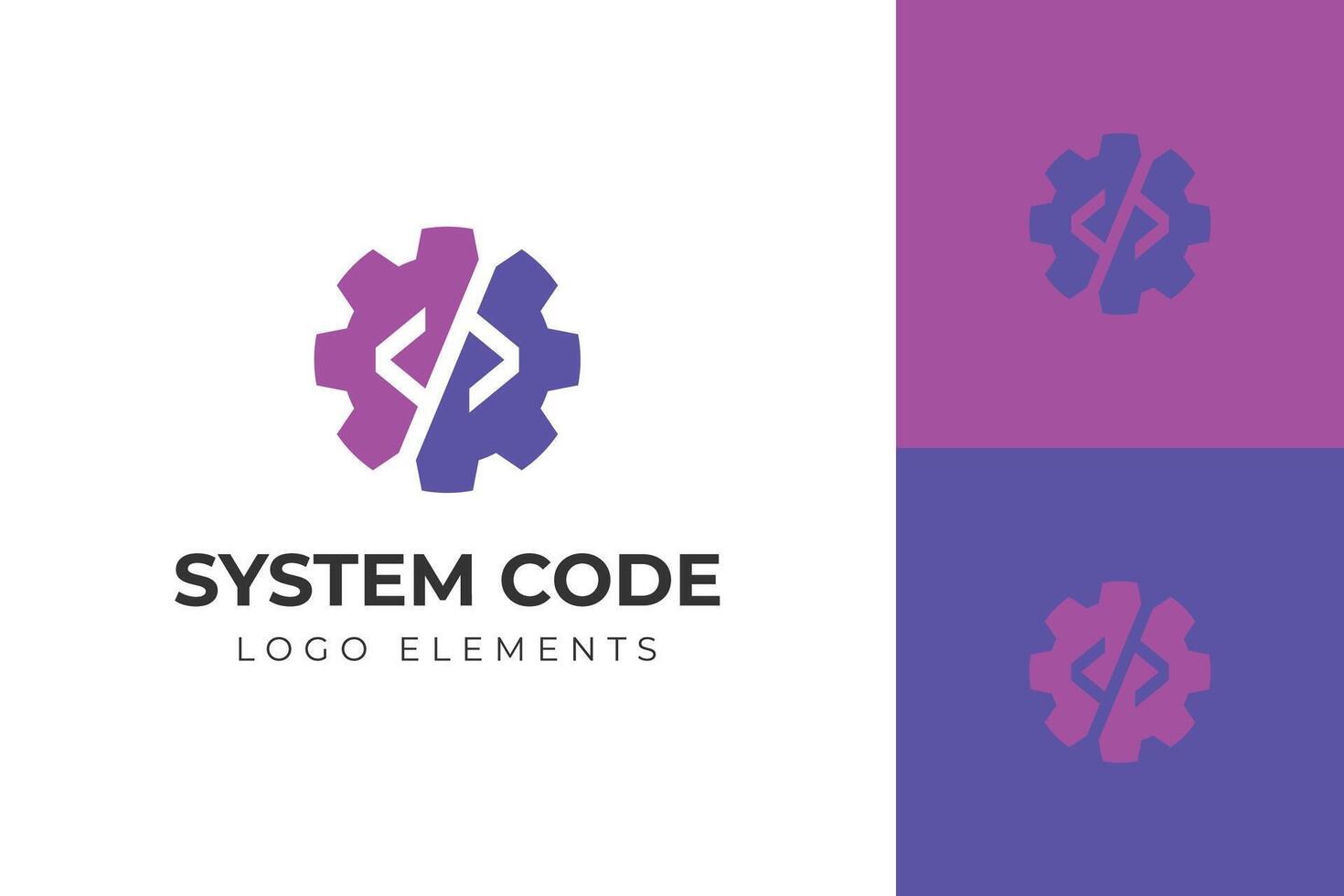 Coding Gear Logo design with Code Symbol and Cogwheel Icon for System Development, programming, automation, system development, software engineering and Software Technology vector