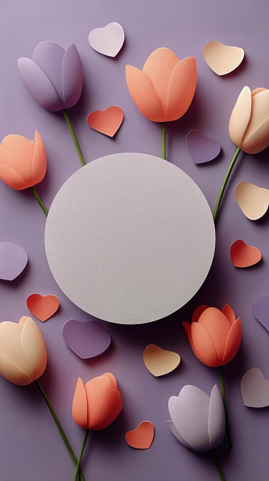 Colorful Paper Tulips and Hearts Create a Whimsical Display for Events or Occasions photo