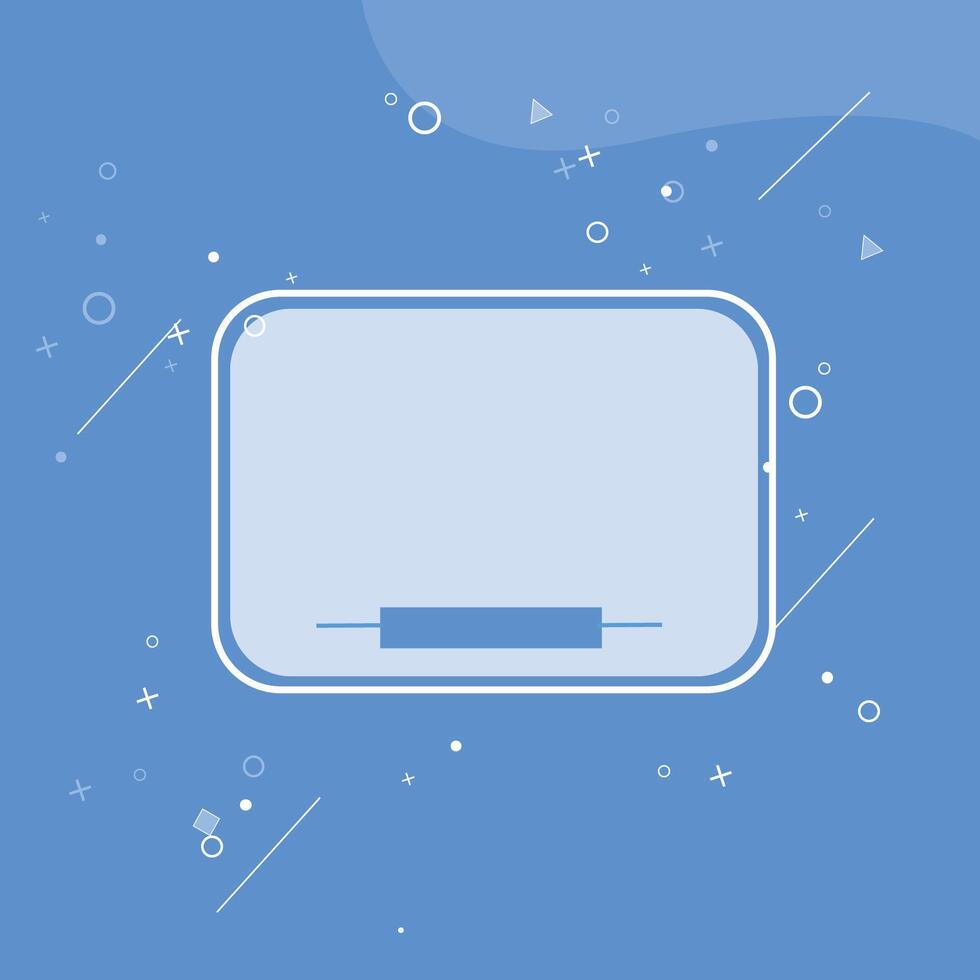 A geometric and clean banner design featuring a blank whiteboard or screen shape on a subtle blue background with abstract patterns vector