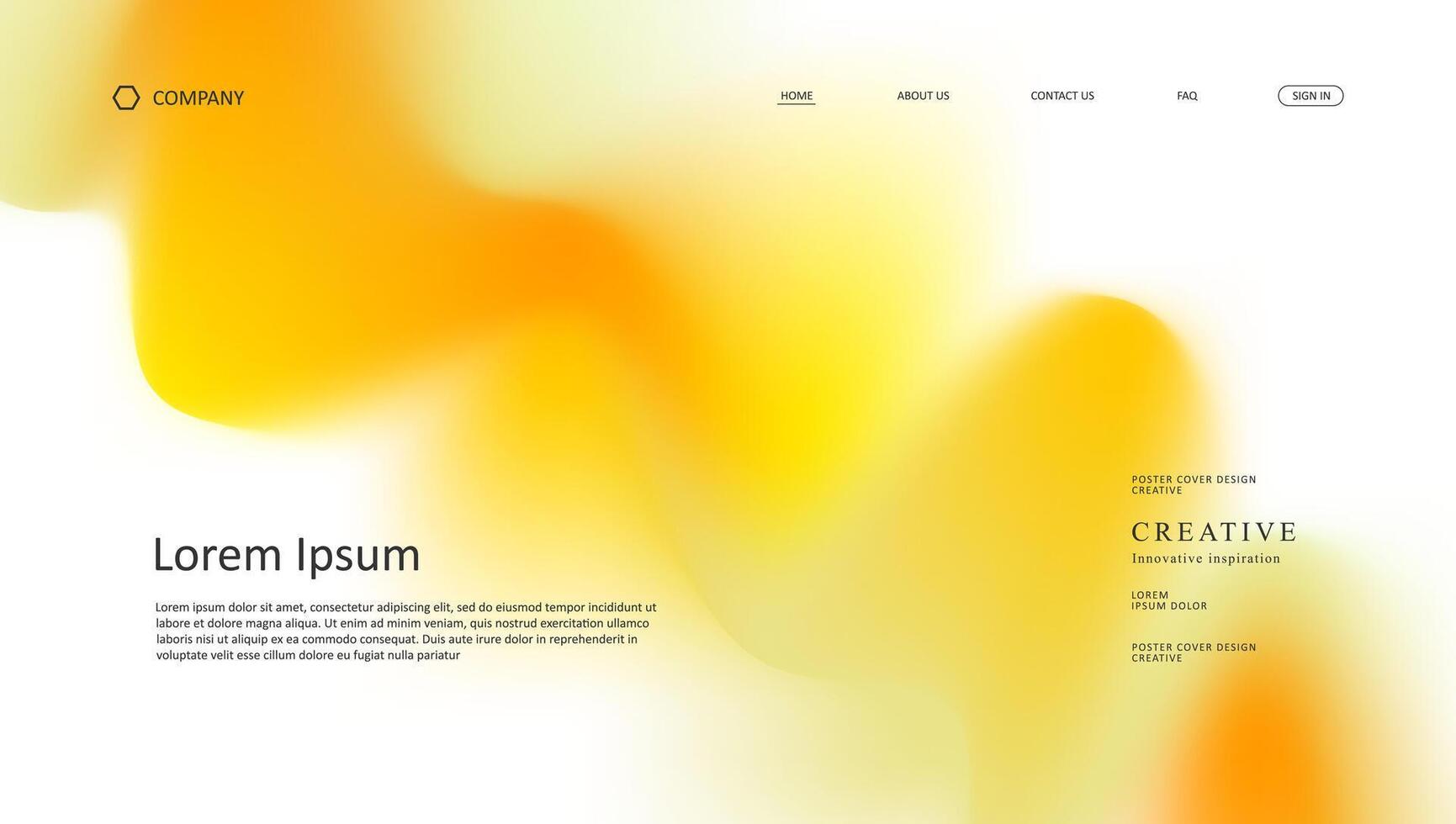 landing page with orange fluid gradient background vector