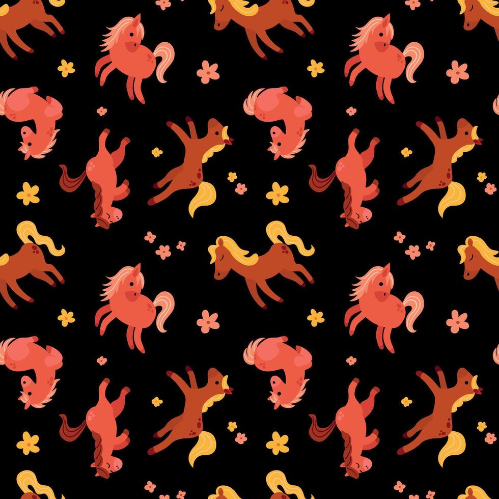 Seamless pattern with the symbol of the year of the fire horse. Endless textures for your design vector