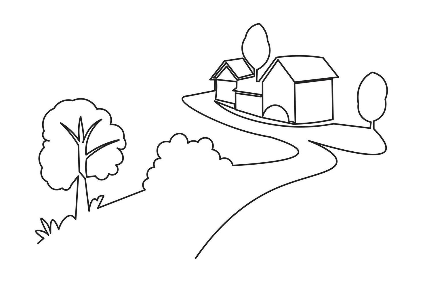 Continuous one line art house shape minimalist isolate abstract outline illustration vector