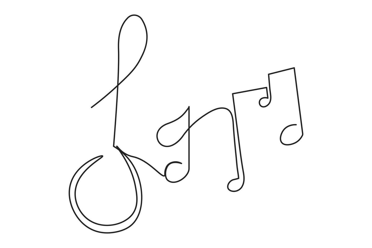 Music notes isolate outline one line minimalist continuous abstract drawing illustration vector