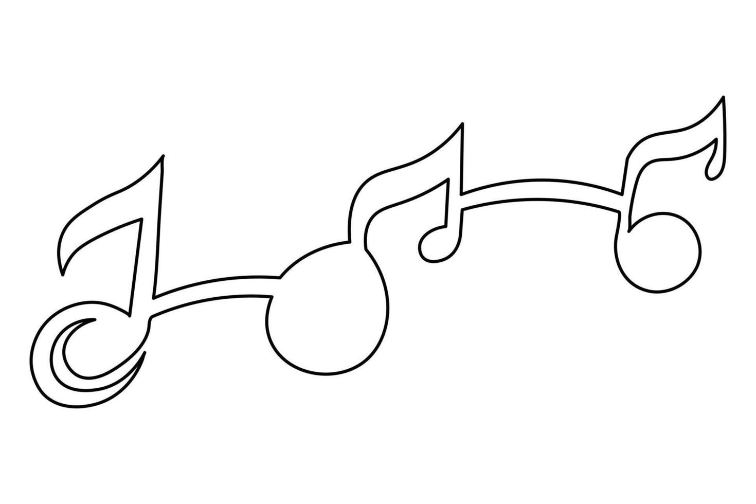 Music notes one line drawing minimalist style isolate outline continuous illustration vector