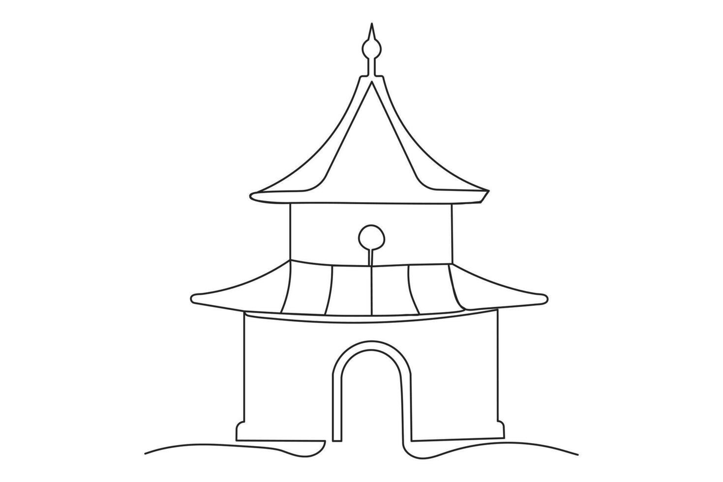 Modern house shape one line continuous minimalist outline isolate art illustration vector