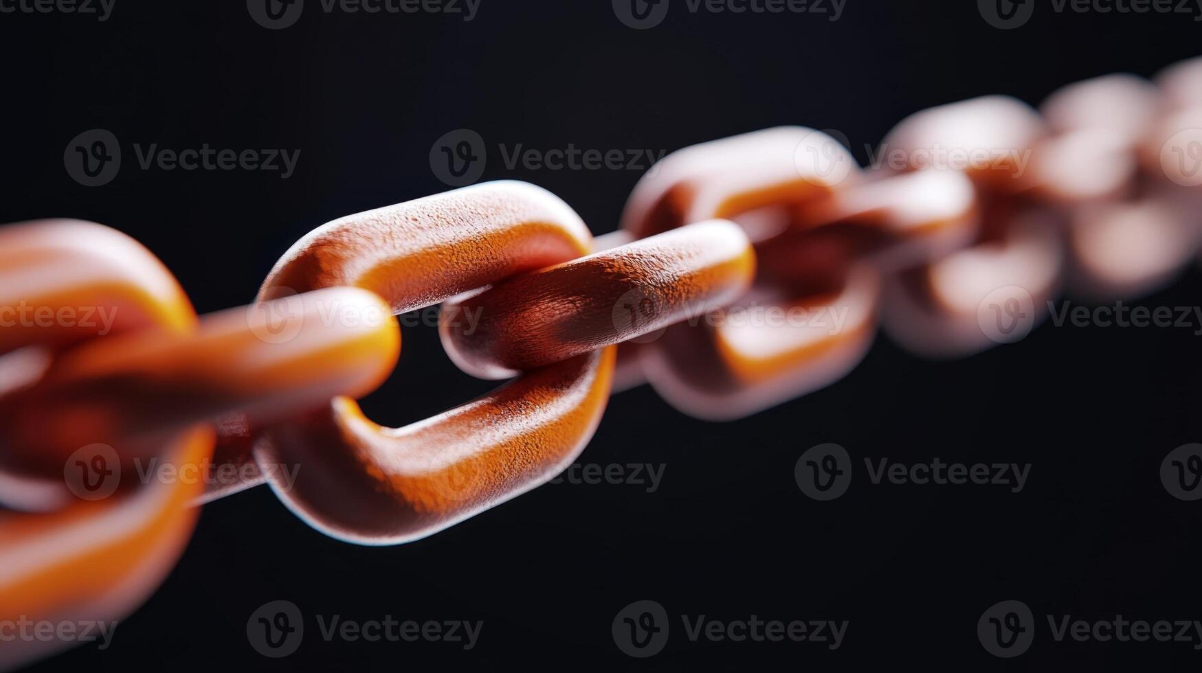 Close-up view of linked metal chains highlighting strength and connection in a dark studio environment with dramatic lighting effects photo
