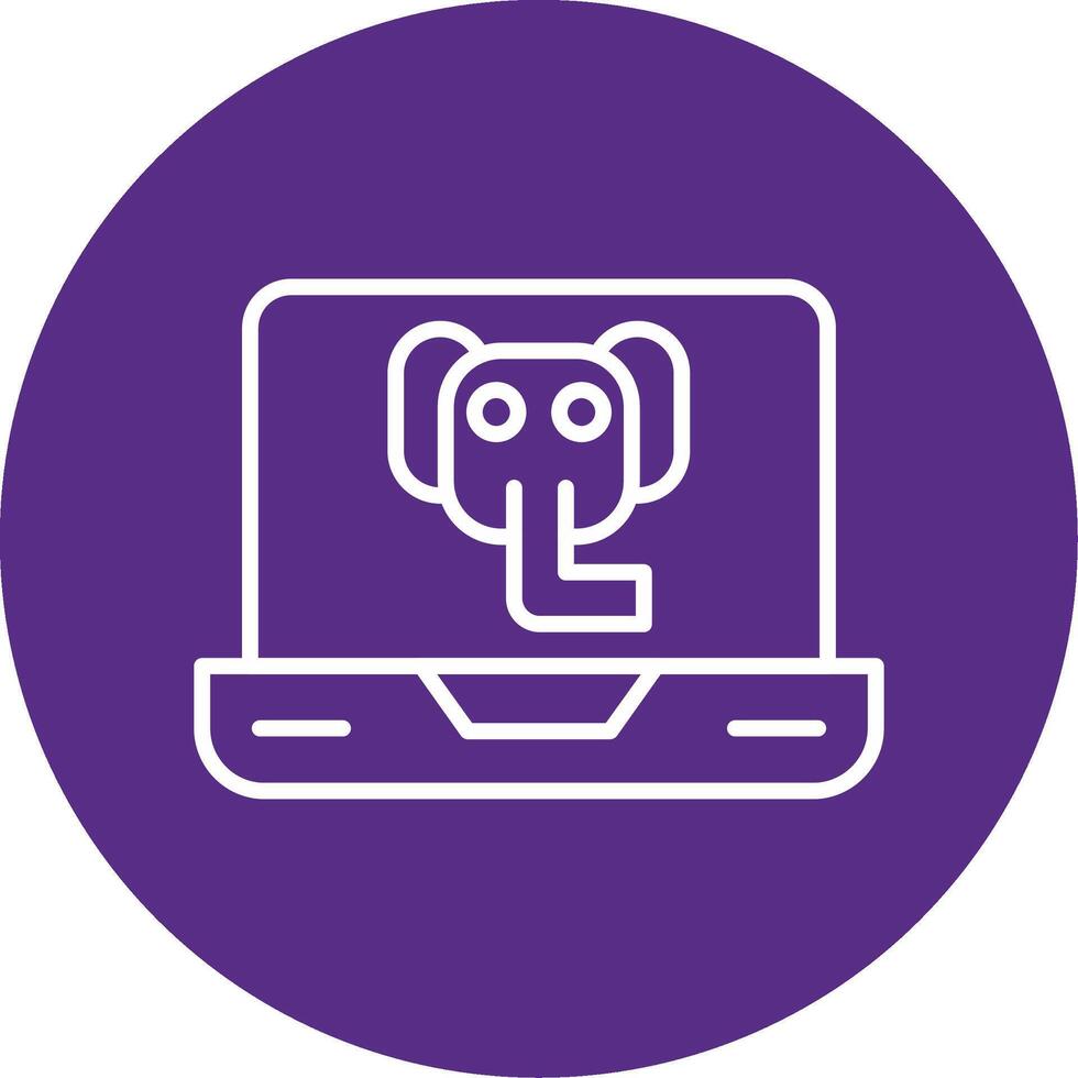 posgresql elefante db icono línea multi circulo vector