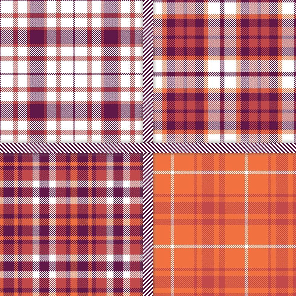 Plum, Dull Red, White and Orangish seamless pattern set of 4 vector
