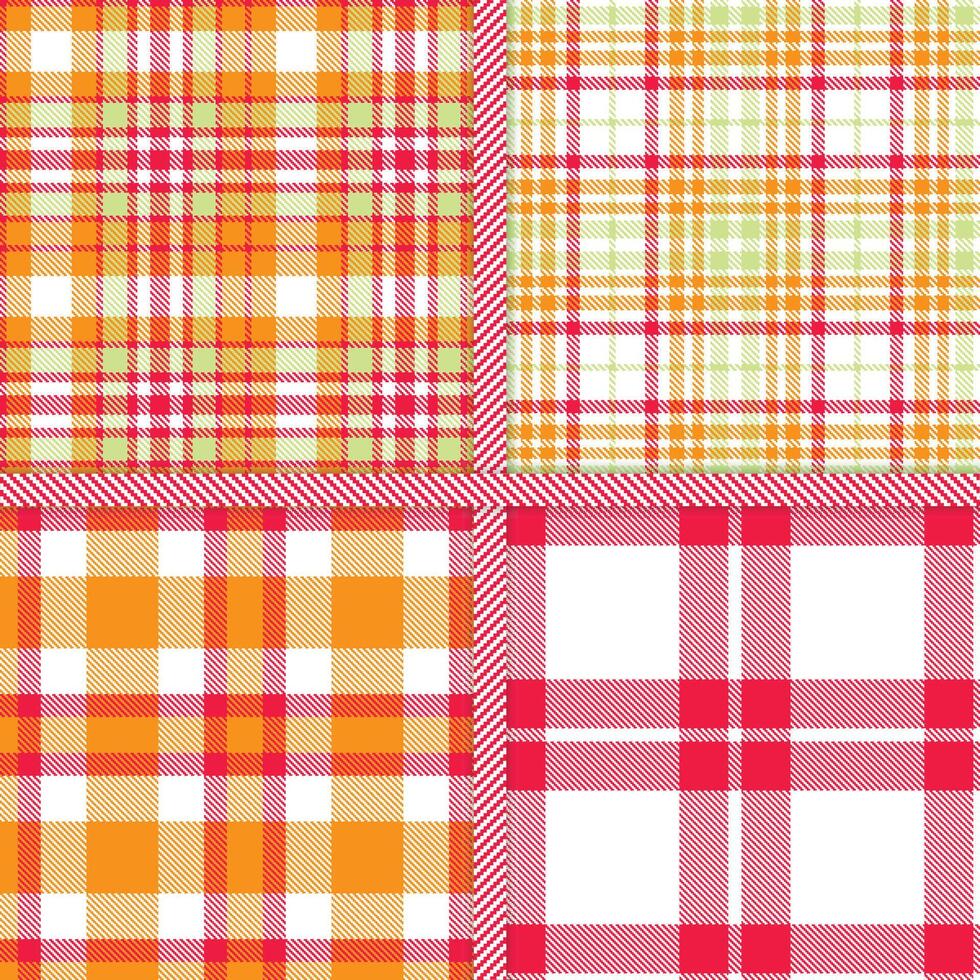 White, Neon Red, Tangerine and Celery seamless pattern set of 4 vector