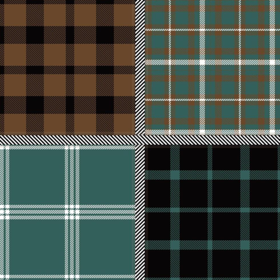 Dark Turquoise, Cocoa, White and Almost Black seamless pattern set of 4 vector